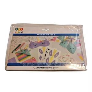 321 Party Activity Kit for 4 Fortune Tellers Bookmarks Stickers Masks Coloring